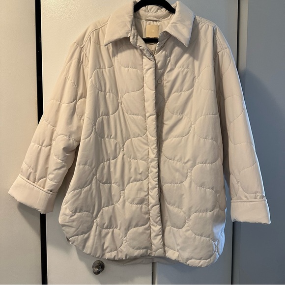H&M Ivory Quilted Oversized Jacket - Picture 1 of 2